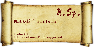 Matkó Szilvia névjegykártya